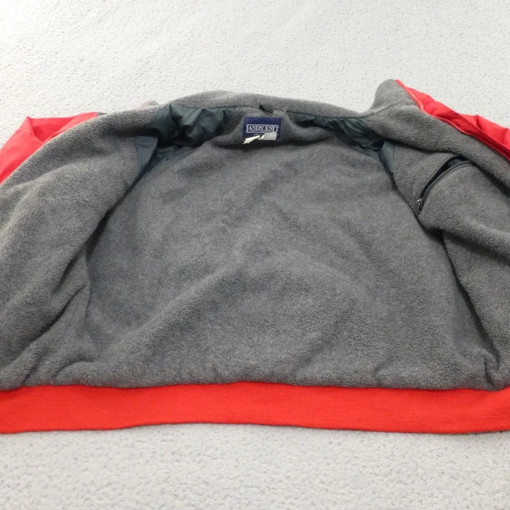 Vintage Lands End Gore-Tex Squall Jacket Mens Large Red Grey Fleece Lined USA